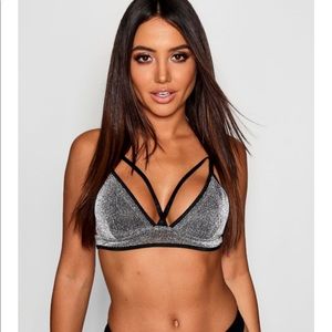 Boohoo Sparkly Strappy Front bralette